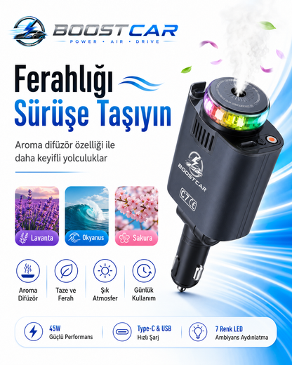 Boost Car C7 5’i 1 Arada Araç Difüzörü